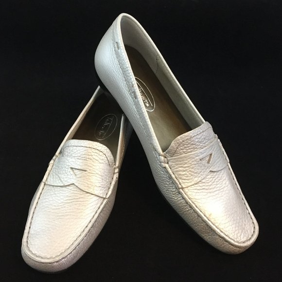 Talbots Brazilian Leather Penny Loafer in Silver- NEW - Picture 2 of 16